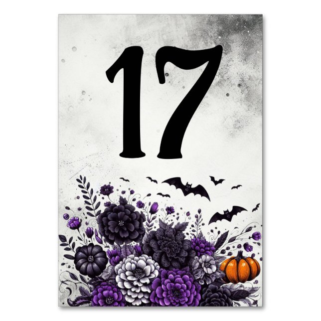 Numéro De Table Table Chauves-souris et Fleurs Numéro 17 (Par défaut)