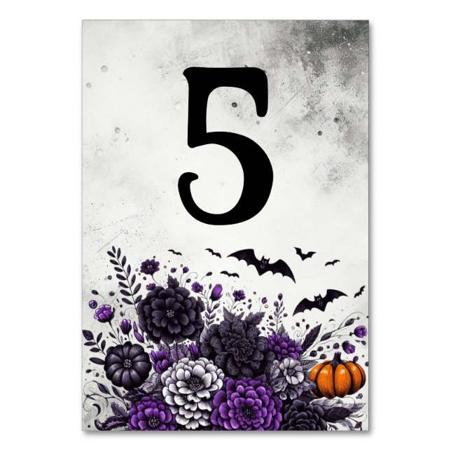 Numéro De Table Table Chauves-souris et Fleurs Numéro 5 (Par défaut)
