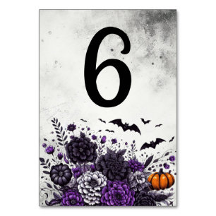 Numéro De Table Table Chauves-souris et Fleurs Numéro 6