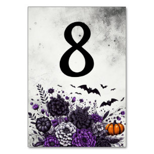 Numéro De Table Table Chauves-souris et Fleurs Numéro 8