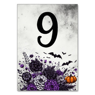 Numéro De Table Table Chauves-souris et Fleurs Numéro 9