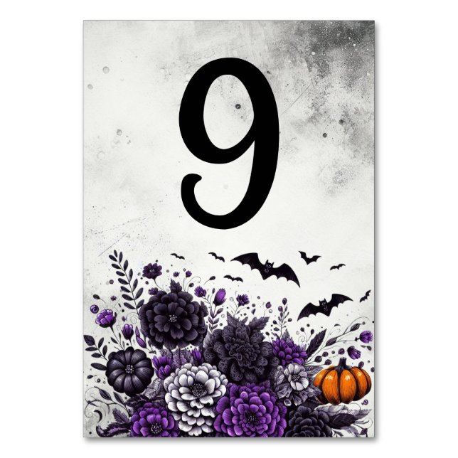 Numéro De Table Table Chauves-souris et Fleurs Numéro 9 (Par défaut)