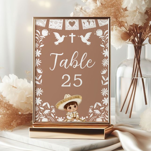 Numéro De Table Table de baptême et 1er anniversaire Brown Cielito (Créateur téléchargé)