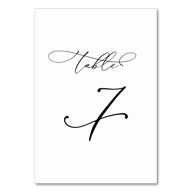 Numéro De Table Table de calligraphie moderne élégante 7 Mariage (Par défaut)