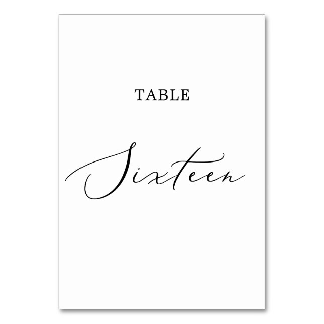 Numéro De Table Table de calligraphie noire délicate Seize (Par défaut)