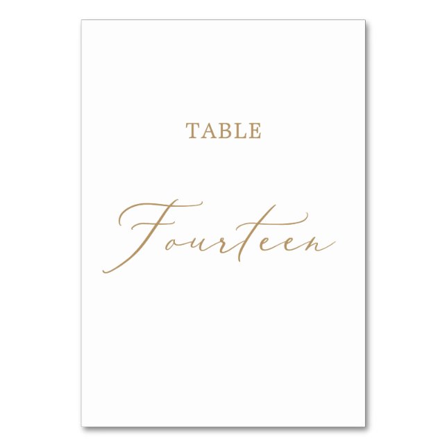 Numéro De Table Table de calligraphie Or Delicate Quatorze (Par défaut)