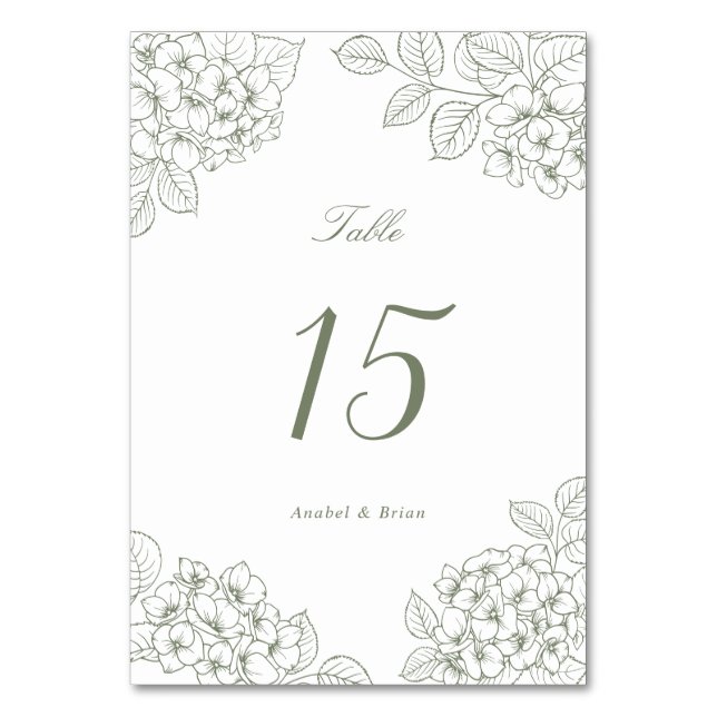 Numéro De Table Table de mariage aux hydrangeas verts élégants (Par défaut)
