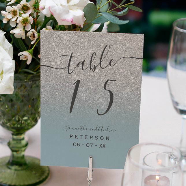 Numéro De Table Table de mariage de script bleu poussiéreux partie (Créateur téléchargé)