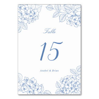 Numéro De Table Table de mariage élégant aux hortensias bleus