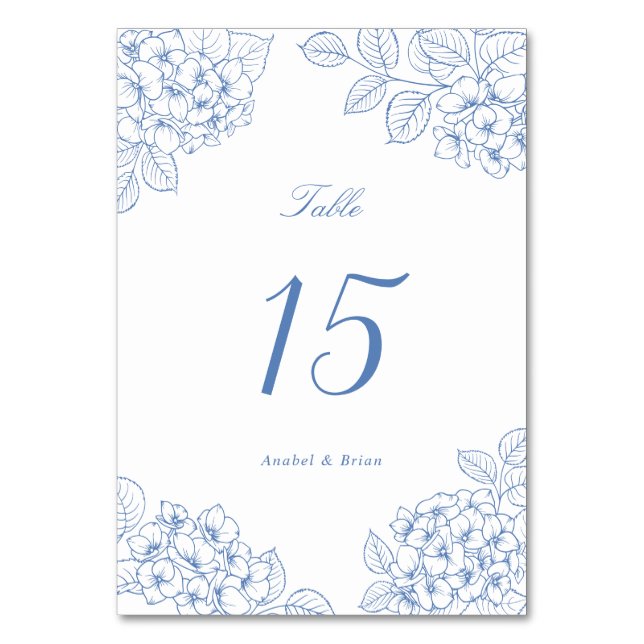 Numéro De Table Table de mariage élégant aux hortensias bleus (Par défaut)