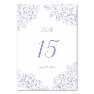 Numéro De Table Table de mariage élégant aux hortensias violets