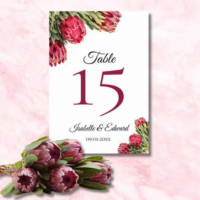 Numéro De Table Table de mariage floral moderne botanique rose pro (Créateur téléchargé)