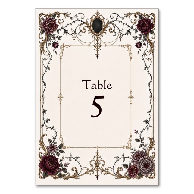 Numéro De Table Table de mariage sur le thème victorien sombre (Par défaut)