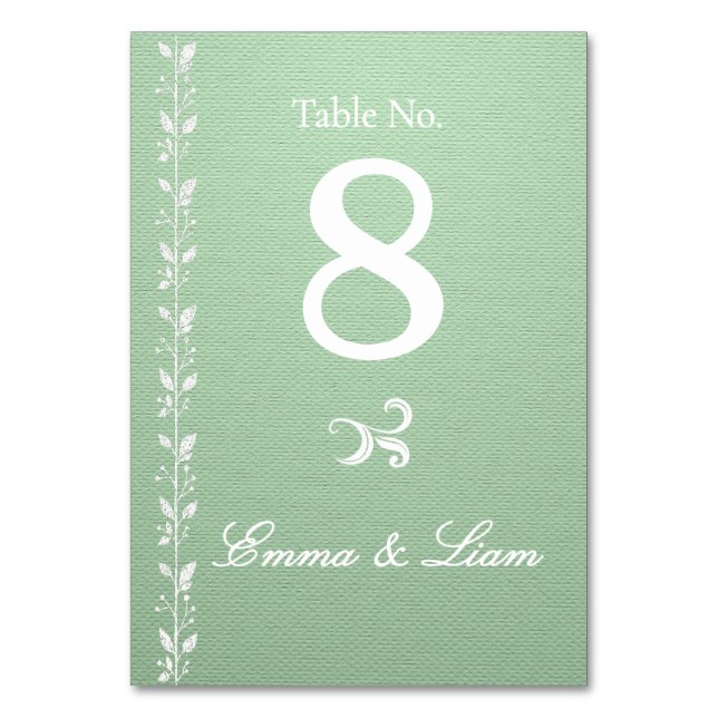 Numéro De Table Table de mariage vert pistache élégant (Par défaut)