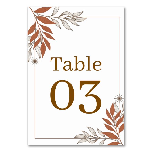 Numéro De Table Table de réception en terre cuite Bohème aux feuil (Par défaut)