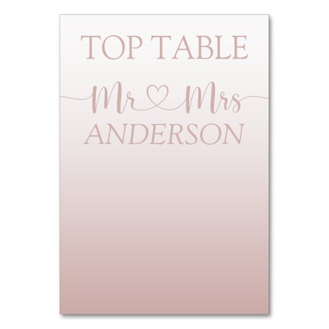 Numéro De Table Table de Table Mariage Moderne en Or Rose Dégradé (Par défaut)