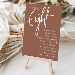 Numéro De Table Table Ecrasée à main rouille HUIT + Noms des invit