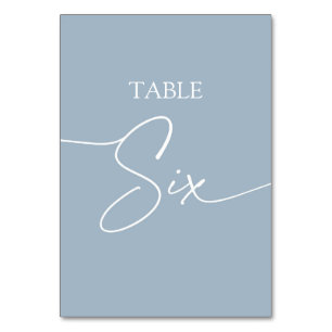 Numéro De Table Table élégante minimaliste bleu poussiéreux six