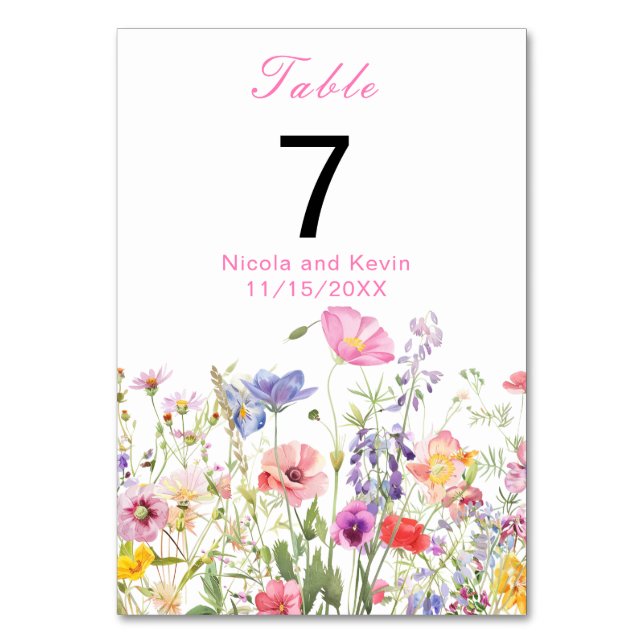 Numéro De Table Table Fleurie de Printemps avec Fleurs Sauvages (Par défaut)