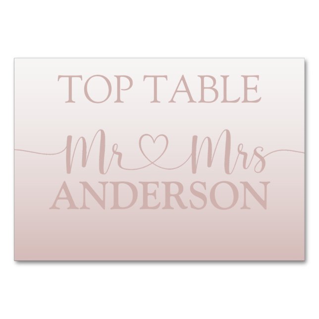 Numéro De Table Table haute de mariage moderne à dégradé de rose d (Devant)