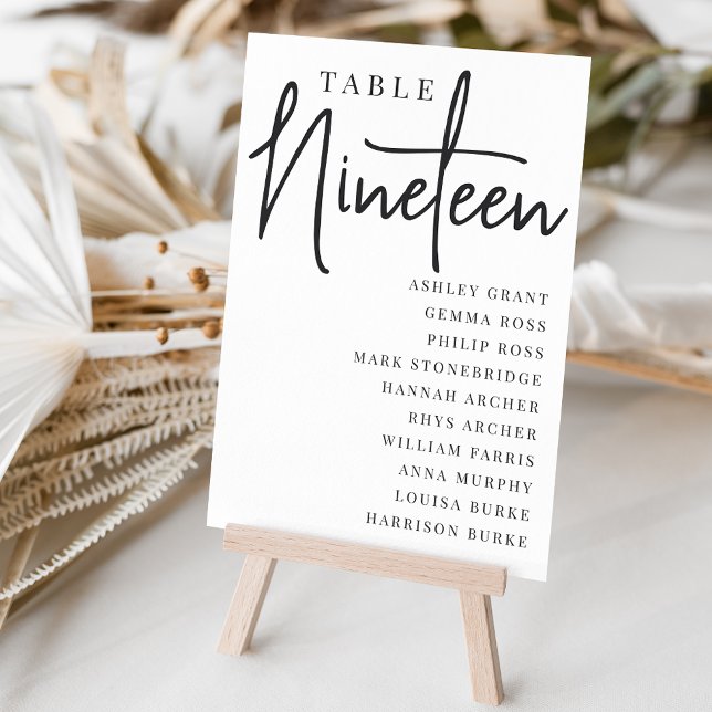 Numéro De Table Table manuscrite NINETEEN + Noms des invités (Créateur téléchargé)