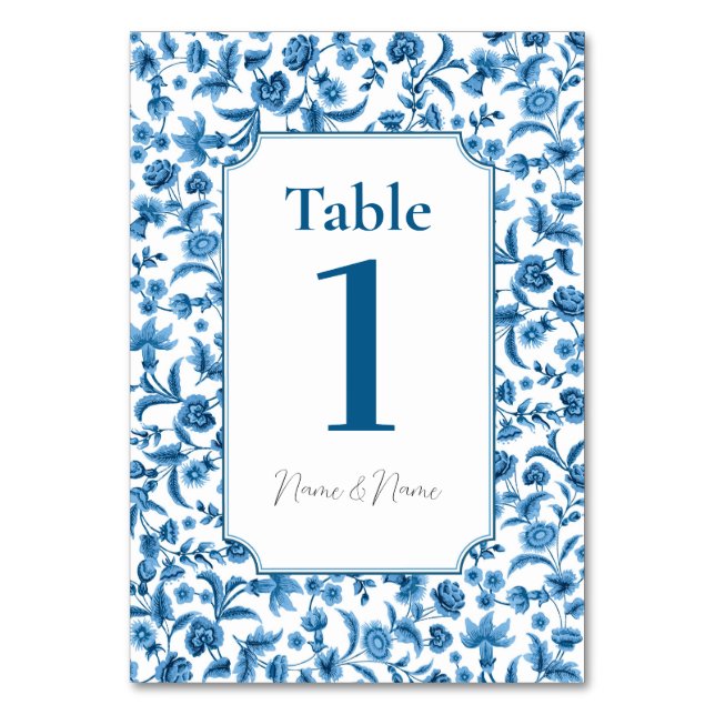 Numéro De Table Table mariage Chintz Bleu & Blanc Floral Ditsy (Par défaut)