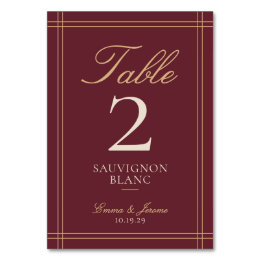 Numéro De Table Table Mariage Vignoble de Bourgogne Sauvignon Blan