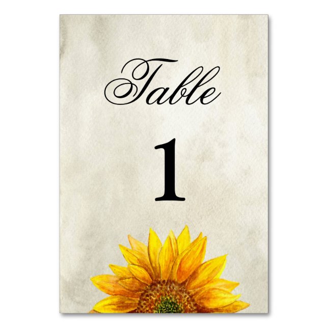 Numéro De Table Table numéro tournesol. Mariage rustique. Campagne (Par défaut)