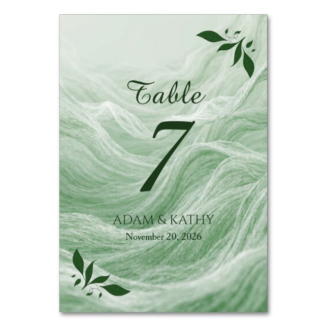 Numéro De Table Table Numérotée en Marbre Vert Sauge et Or (Par défaut)