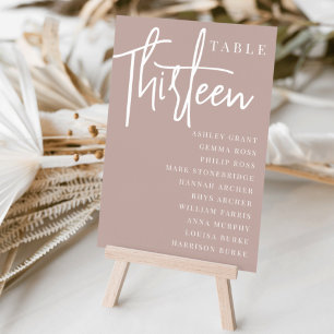 Numéro De Table Table par script rose Taupe TREIZE + Noms des invi