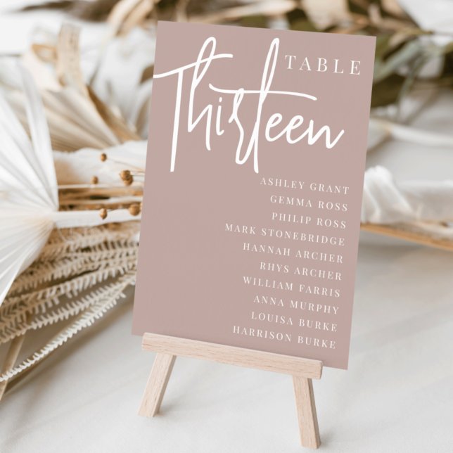 Numéro De Table Table par script rose Taupe TREIZE + Noms des invi (Créateur téléchargé)