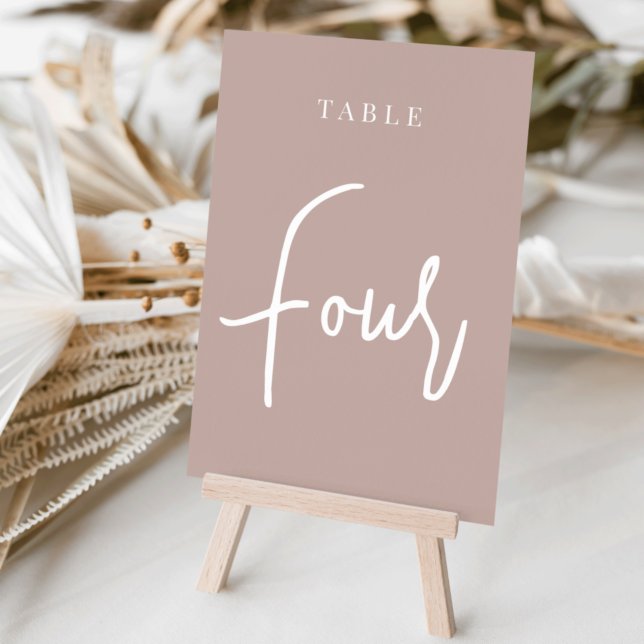 Numéro De Table Table rose taupe écrit à la main quatre (Créateur téléchargé)