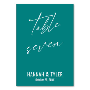 Numéro De Table Table Sept Élégant et Contemporain Sarcelle