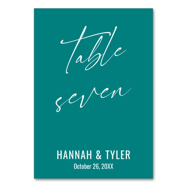 Numéro De Table Table Sept Élégant et Contemporain Sarcelle (Par défaut)
