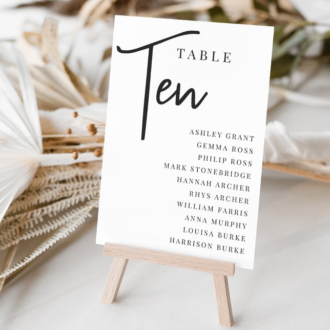 Numéro De Table Table TEN manuscrite + Noms des invités (Créateur téléchargé)