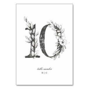 Numéro De Table Tableau 10 Beau Mariage floral à feuilles croisées