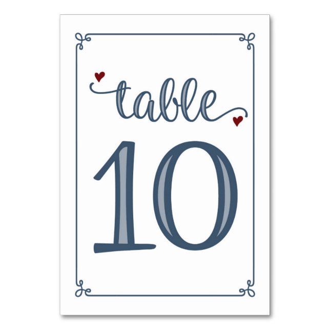 Numéro De Table "Tableau 10" Bleu foncé et rouge foncé (Par défaut)