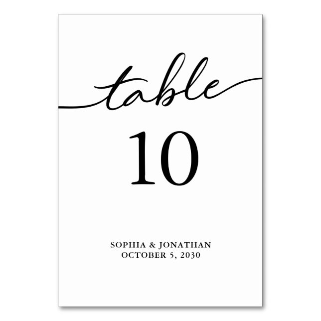 Numéro De Table Tableau 10 Calligraphie noire Mariage personnalisé (Par défaut)