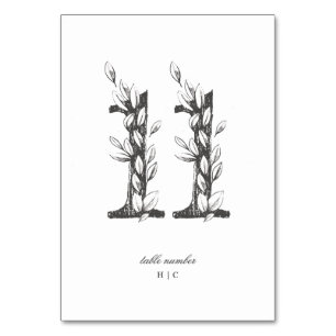 Numéro De Table Tableau 11 Beau Mariage floral à feuilles croisées