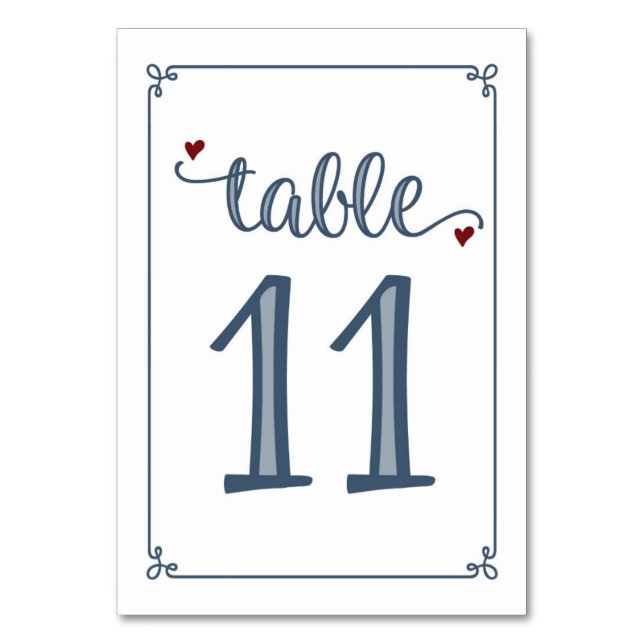 Numéro De Table "Tableau 11" Bleu foncé et rouge foncé (Par défaut)
