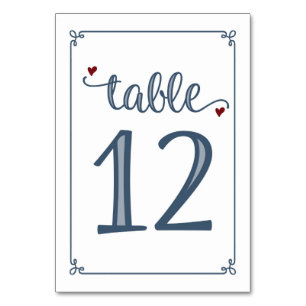 Numéro De Table "Tableau 12" Bleu foncé et rouge foncé