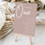 Numéro De Table Tableau 1 avec script manuscrit rose Taupe   Noms<br><div class="desc">Des cartes numériques simples et chic dans le ton de terre rose taupe et blanc font une déclaration élégante à votre mariage ou événement. Le design comporte "table [nombre]" dans un mélange d'écriture serif classique et manuscrite, avec des noms d'invités individuels en dessous. Le design se répète de part et...</div>