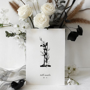 Numéro De Table Tableau 1 Beau Mariage floral à feuilles croisées