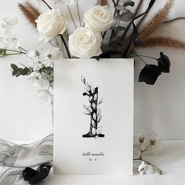 Numéro De Table Tableau 1 Beau Mariage floral à feuilles croisées (Créateur téléchargé)