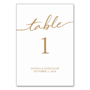 Numéro De Table Tableau 1 Calligraphie d'or Mariage personnalisé
