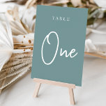 Numéro De Table Tableau 1 Numéro de tableau Dusty Turquoise manusc<br><div class="desc">Des cartes numériques simples et chic en turquoise et blanc poussiéreux font une déclaration élégante à votre mariage ou événement. Le design comporte "table [nombre]" dans un mélange de sérigraphie classique et de lettres manuscrites. Le design se répète de part et d'autre. Cartes numérotées individuellement vendues séparément; commandez chaque numéro...</div>