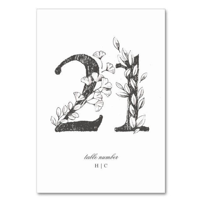 Numéro De Table Tableau 21 Beau Mariage floral à feuilles croisées (Par défaut)