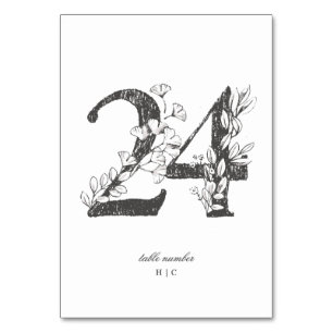 Numéro De Table Tableau 24 Beau Mariage floral à feuilles croisées