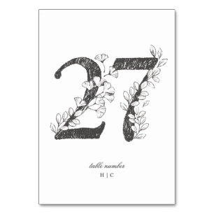 Numéro De Table Tableau 27 Beau Mariage floral à feuilles croisées