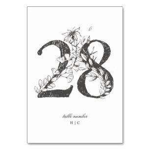 Numéro De Table Tableau 28 Beau Mariage floral à feuilles croisées